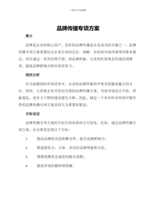 品牌传播专项方案
