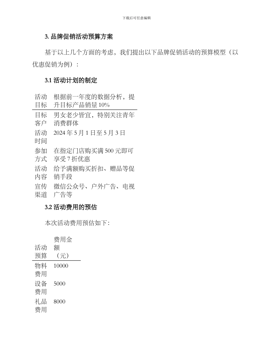 品牌促销活动预算方案_第3页