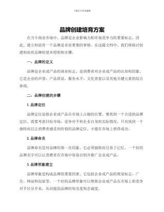 品牌创建培育方案