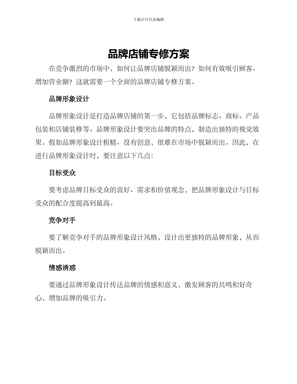 品牌店铺专修方案_第1页