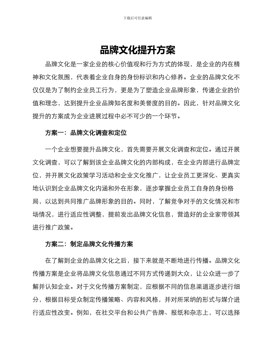 品牌文化提升方案_第1页