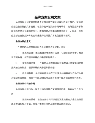 品牌方案公司文案