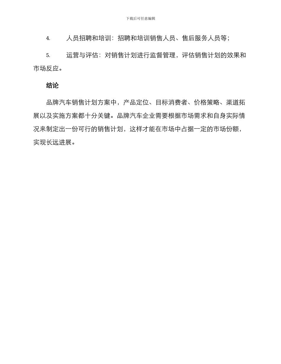 品牌汽车销售计划方案_第3页