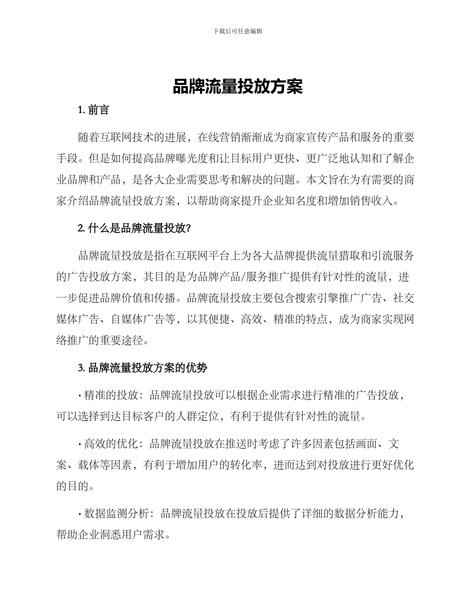品牌流量投放方案_第1页