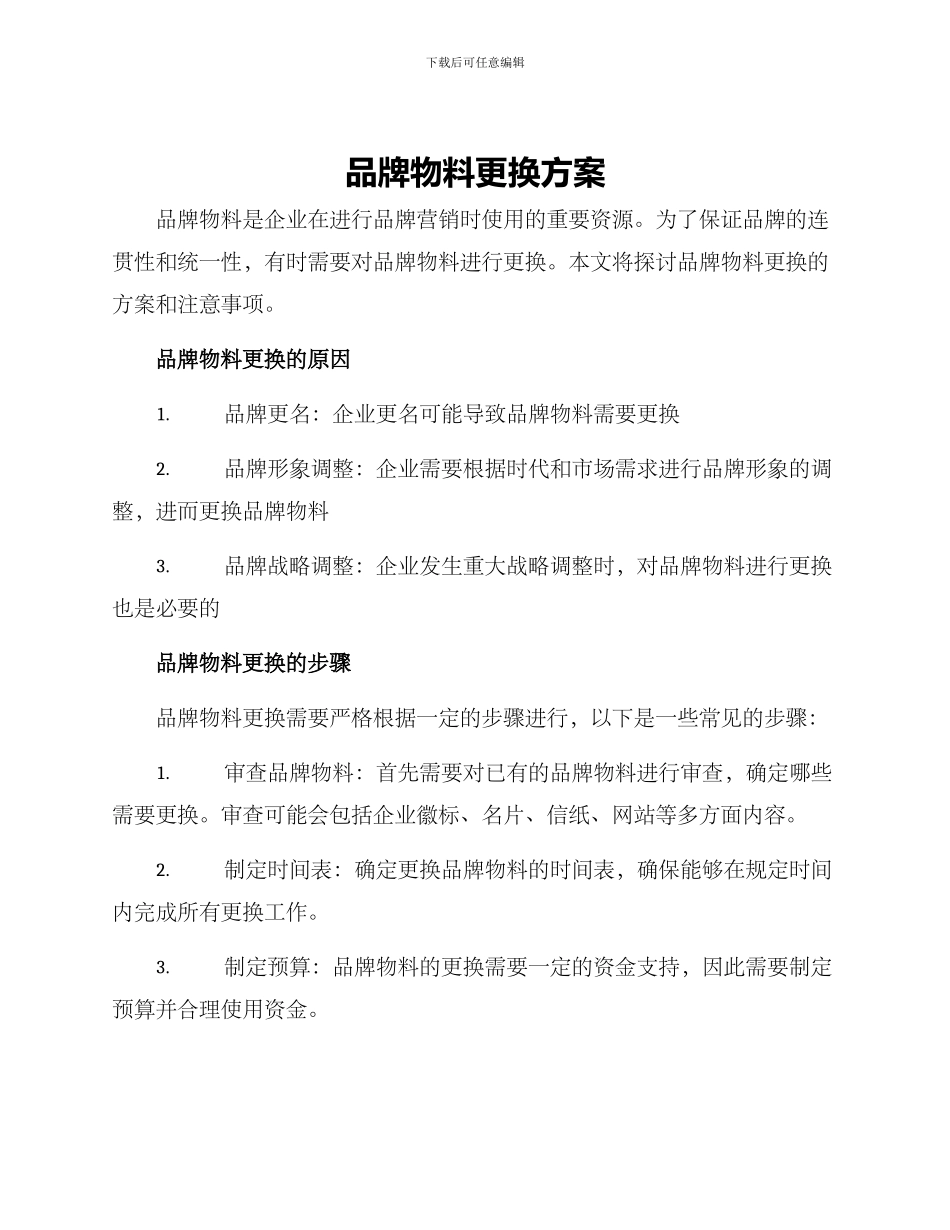 品牌物料更换方案_第1页