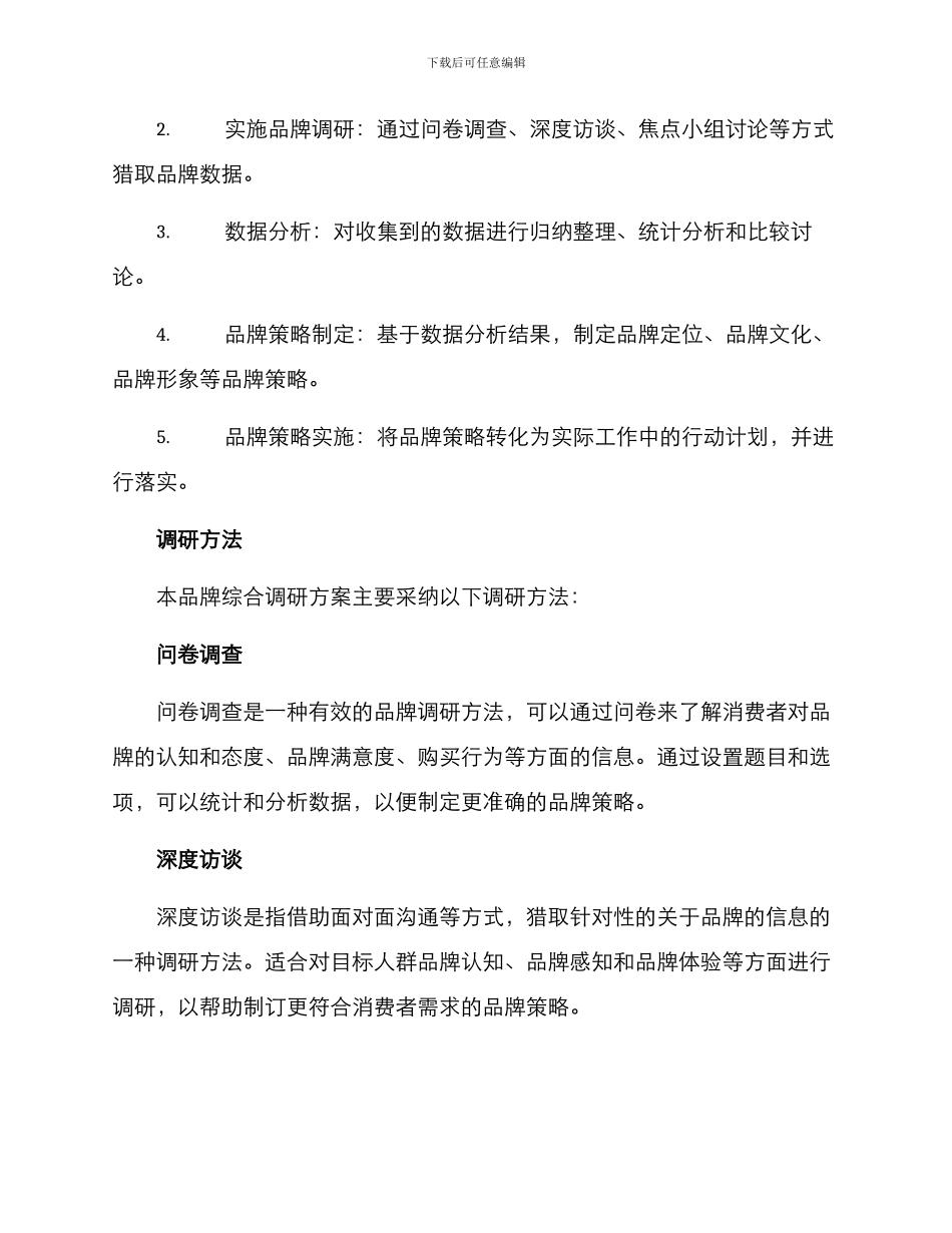 品牌综合调研方案_第2页