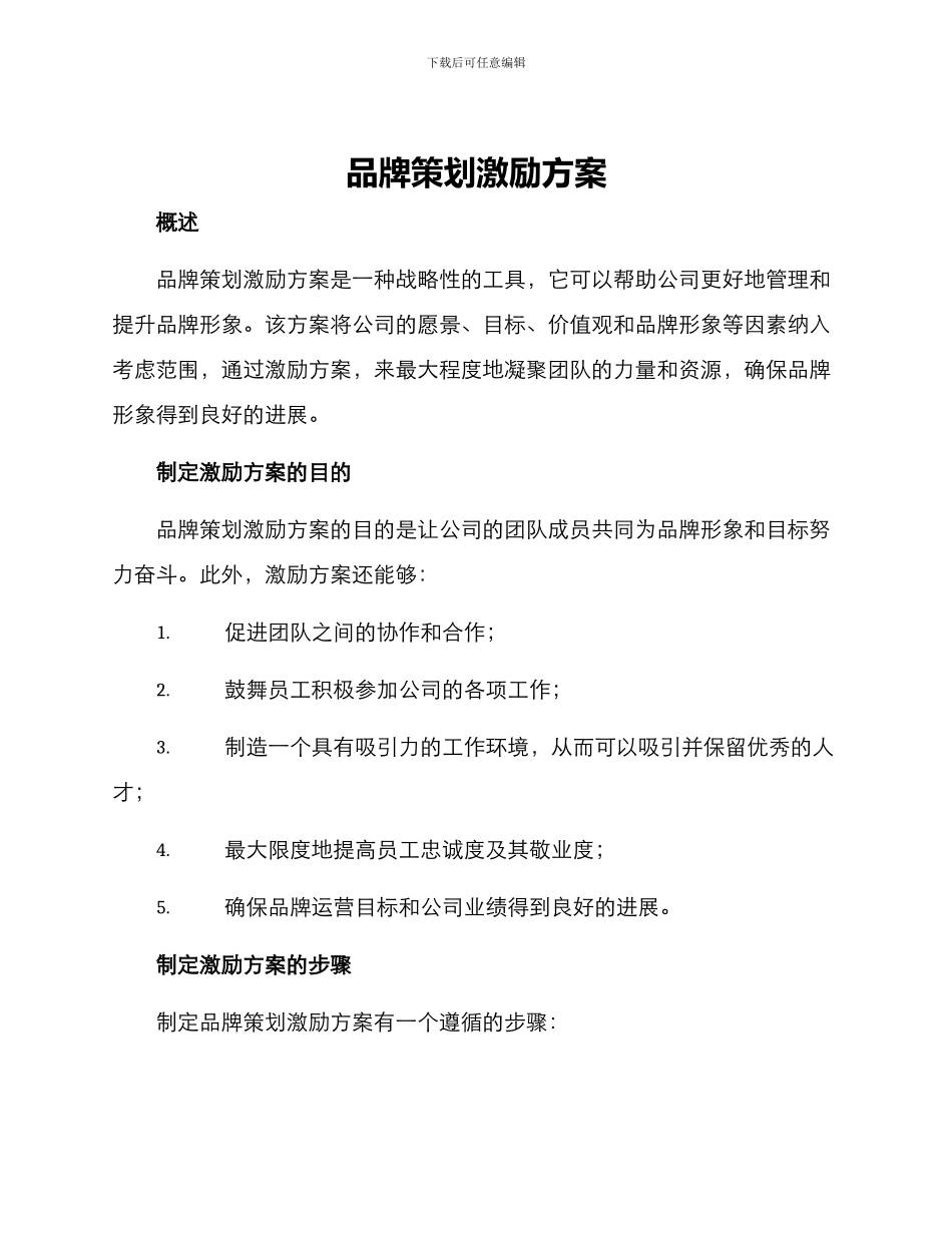 品牌策划激励方案_第1页