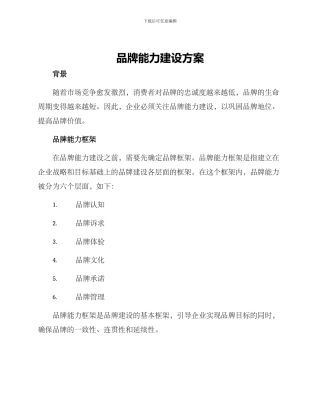 品牌能力建设方案
