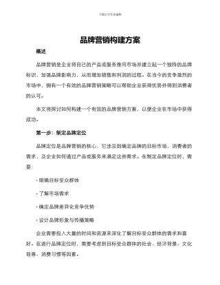 品牌营销构建方案