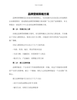 品牌营销策略方案