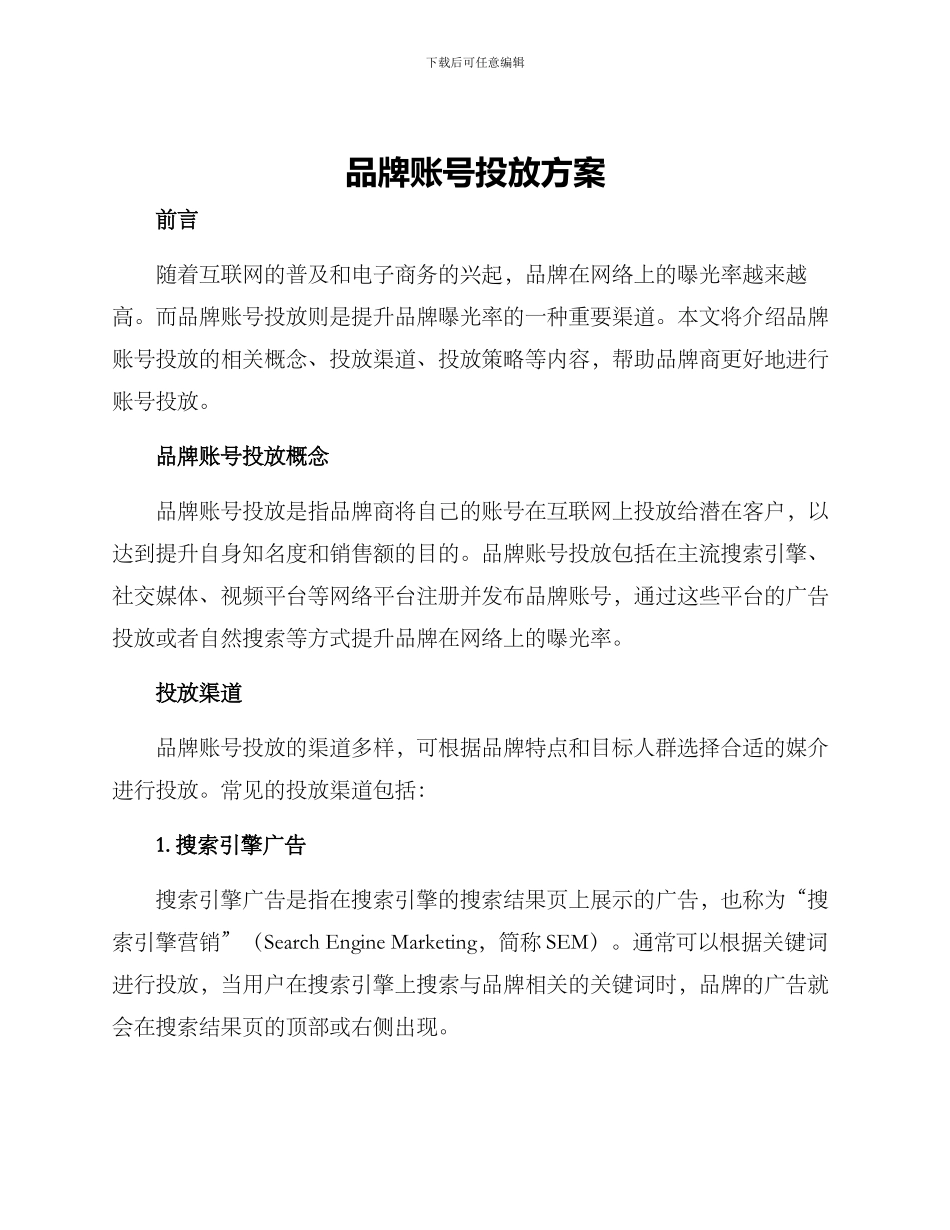 品牌账号投放方案_第1页