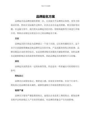 品牌起名方案