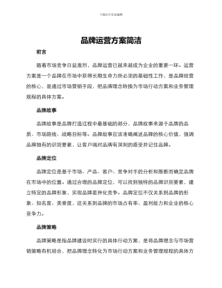 品牌运营方案简洁