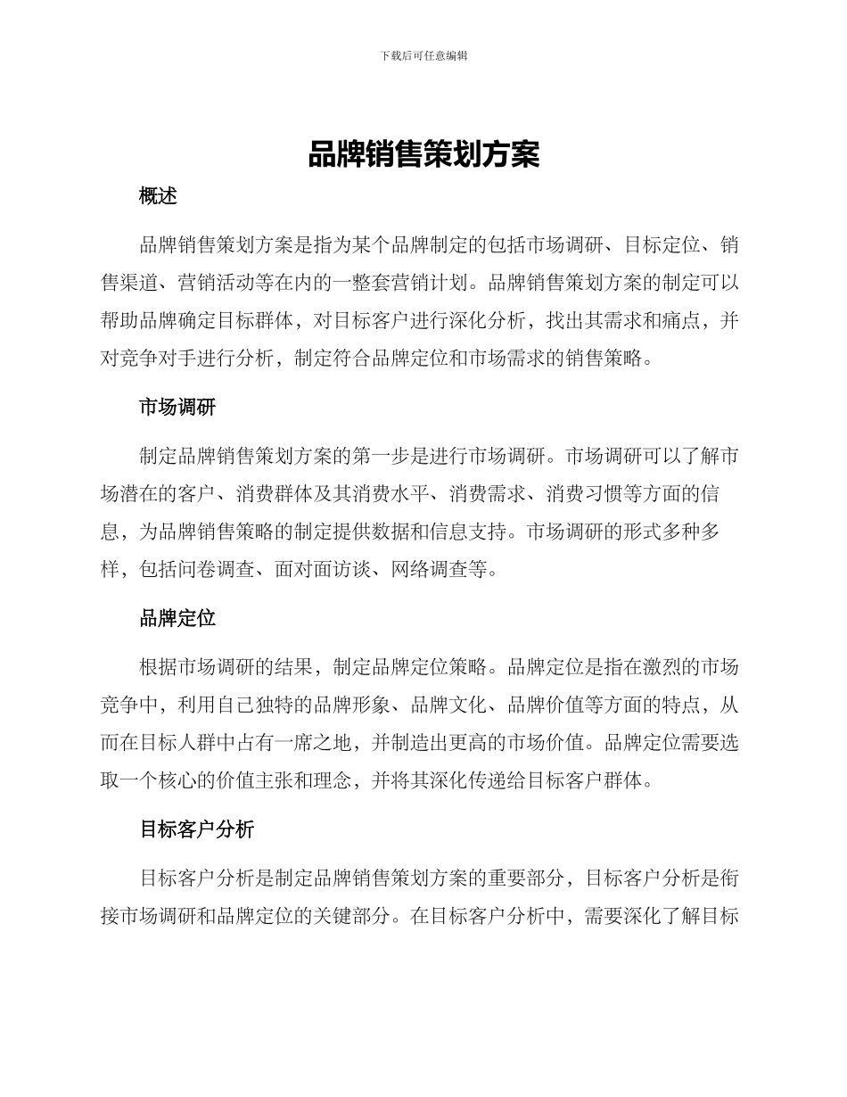 品牌销售策划方案_第1页