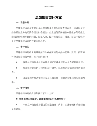 品牌销售审计方案