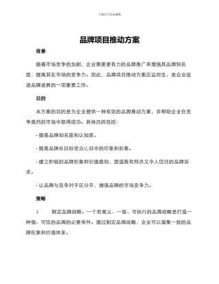 品牌项目推进方案