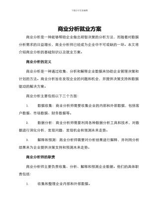 商业分析就业方案