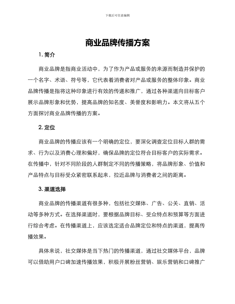 商业品牌传播方案_第1页
