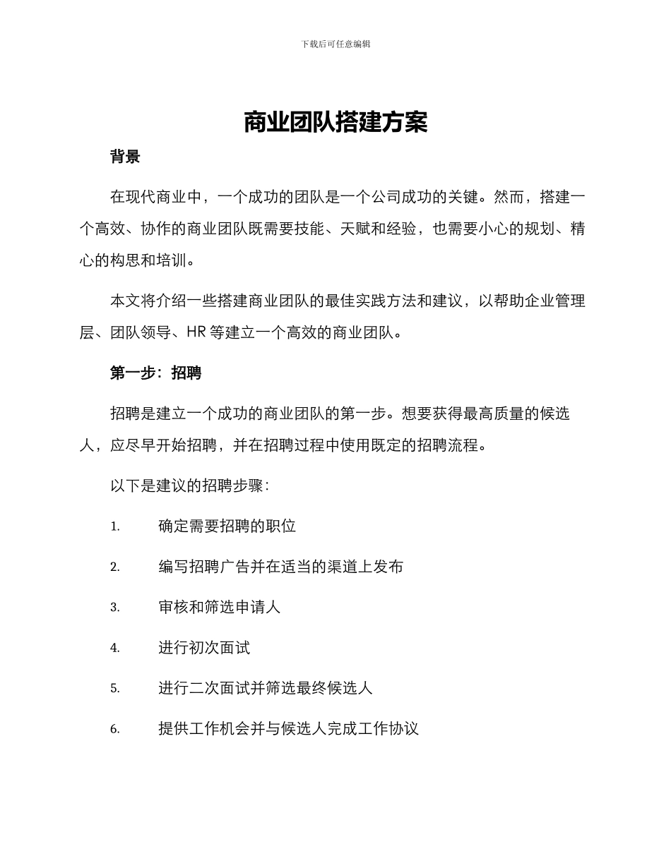 商业团队搭建方案_第1页