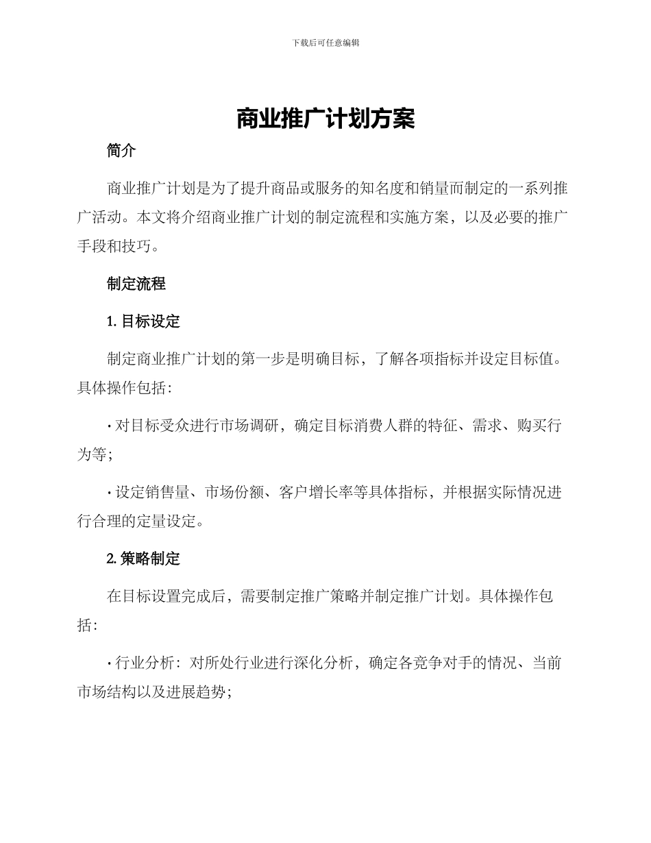 商业推广计划方案_第1页