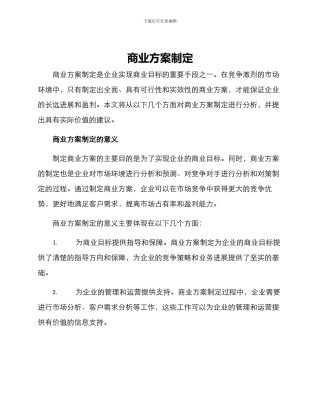 商业方案制定