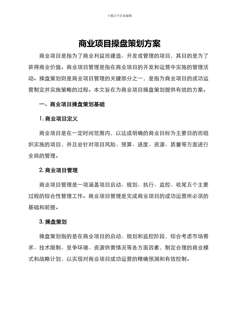 商业项目操盘策划方案_第1页