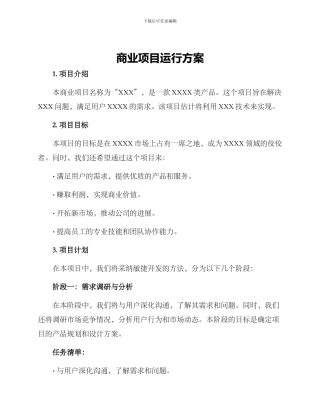 商业项目运行方案