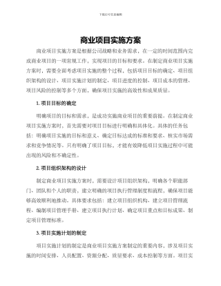 商业项目实施方案