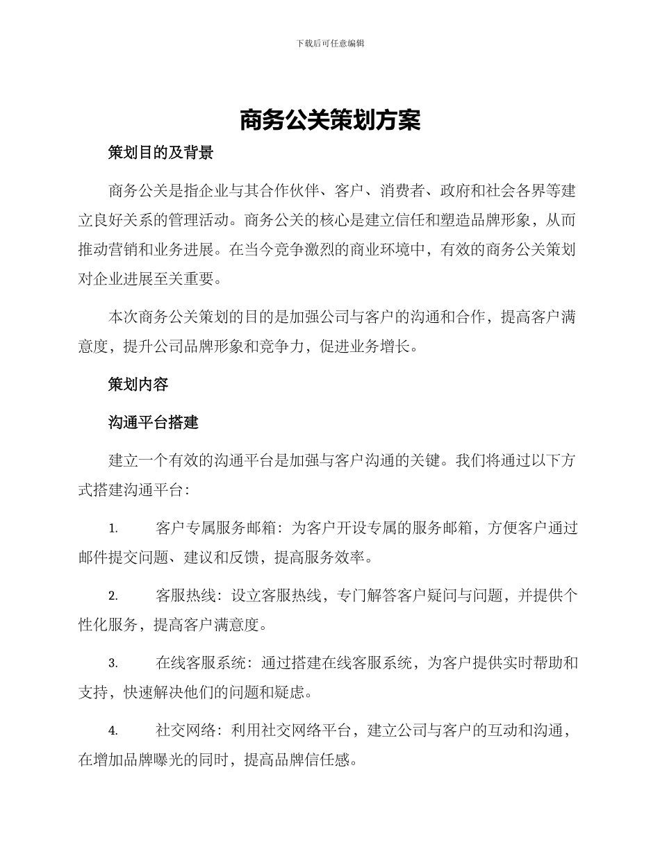 商务公关策划方案_第1页