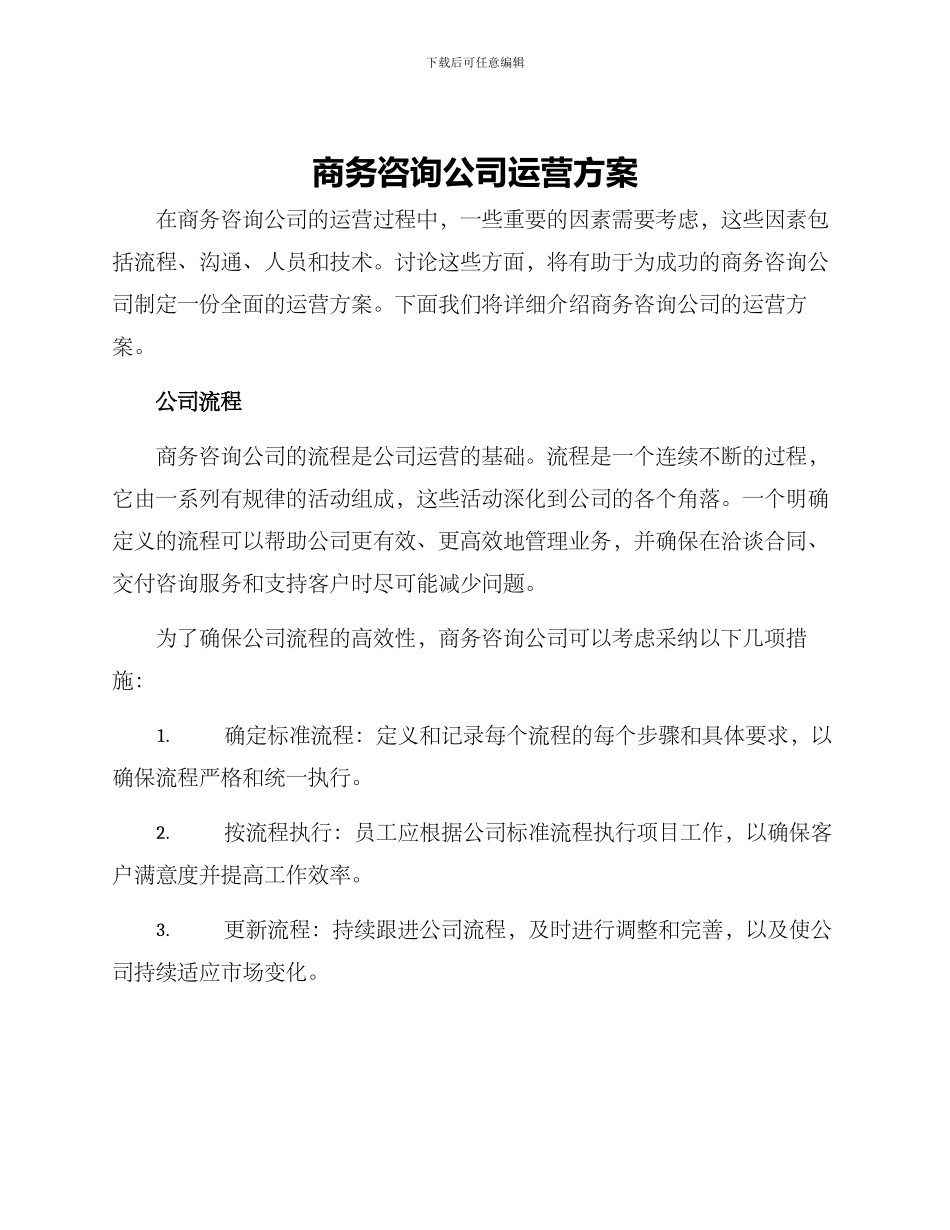 商务咨询公司运营方案_第1页