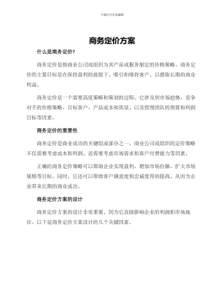 商务定价方案