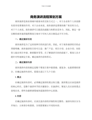 商务演讲流程策划方案