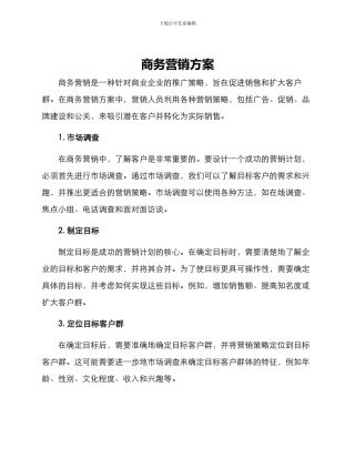 商务营销方案