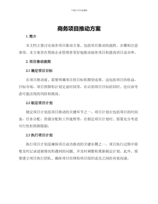 商务项目推进方案