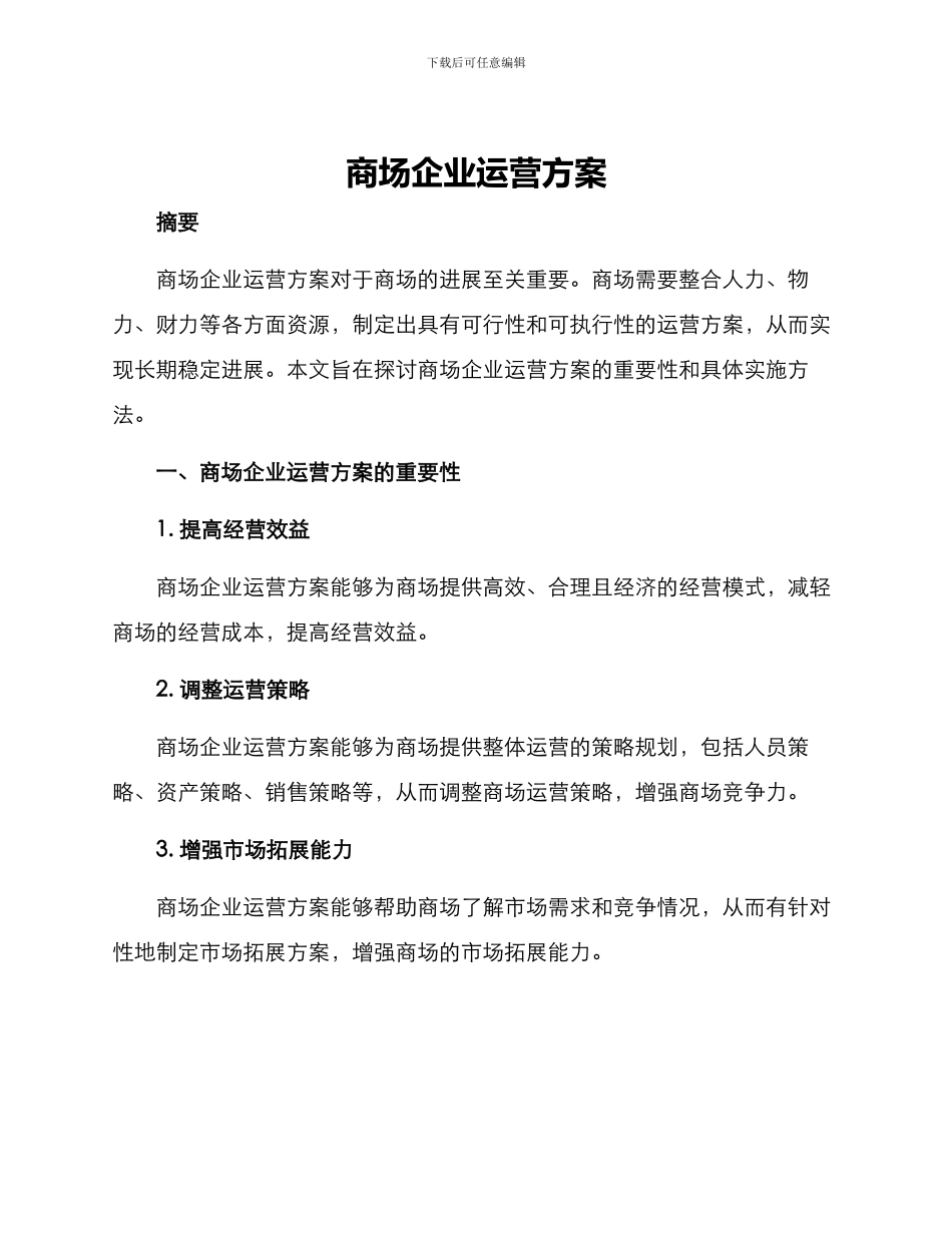 商场企业运营方案_第1页