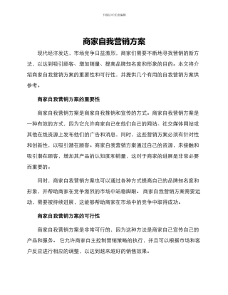 商家自我营销方案