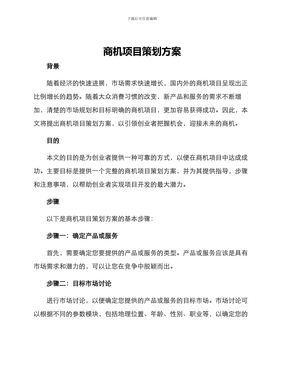 商机项目策划方案_第1页