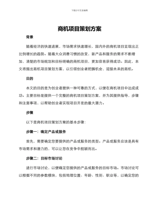 商机项目策划方案