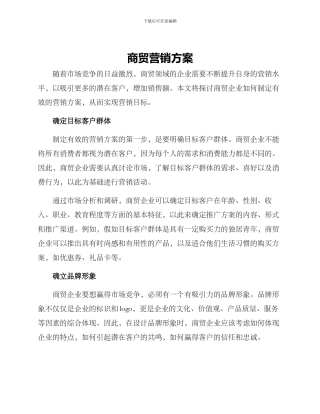 商贸营销方案