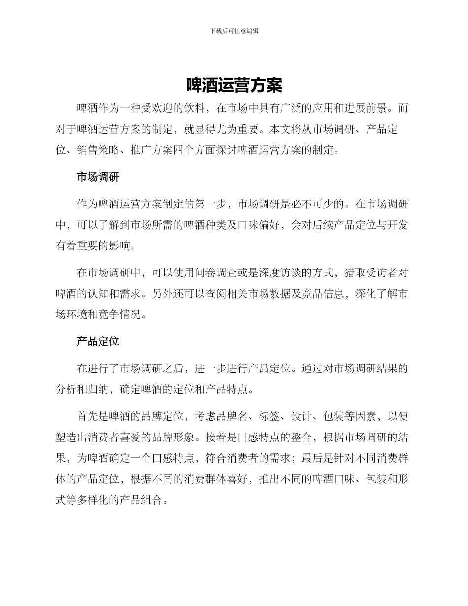 啤酒运营方案_第1页