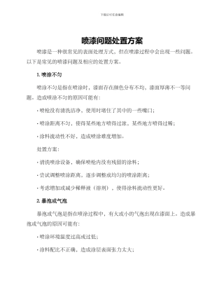 喷漆问题处置方案