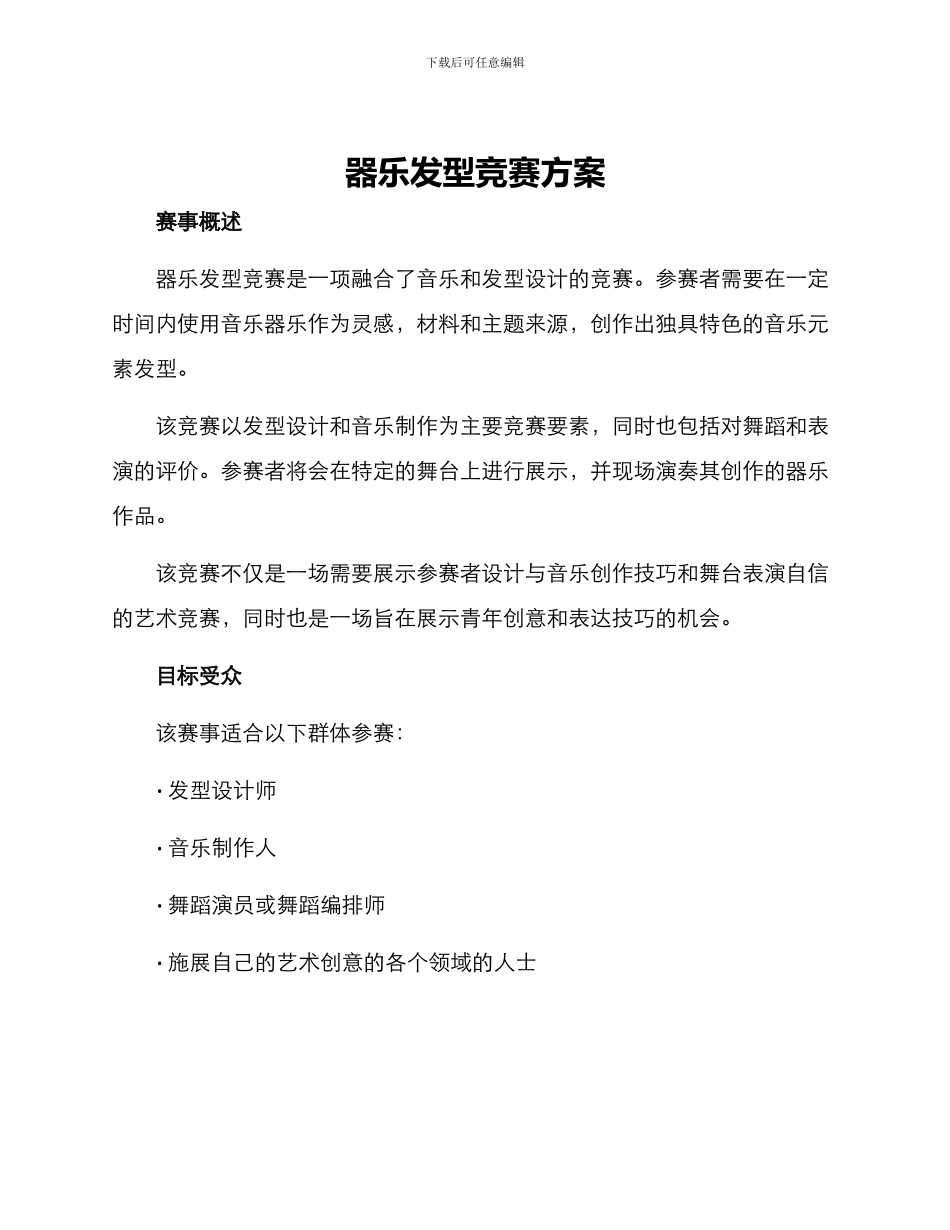 器乐发型比赛方案_第1页