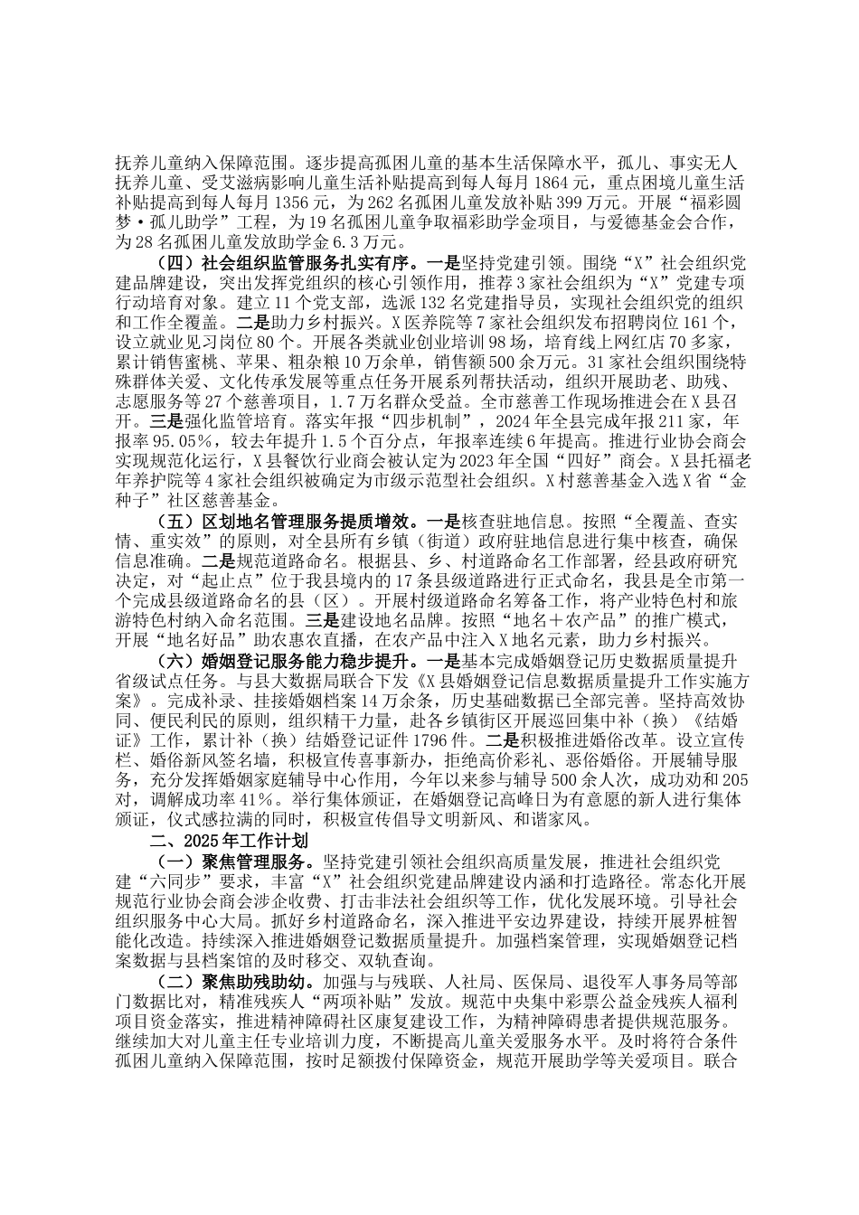 某县民政局2024年工作总结和2025年工作计划_第2页