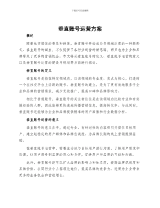 垂直账号运营方案