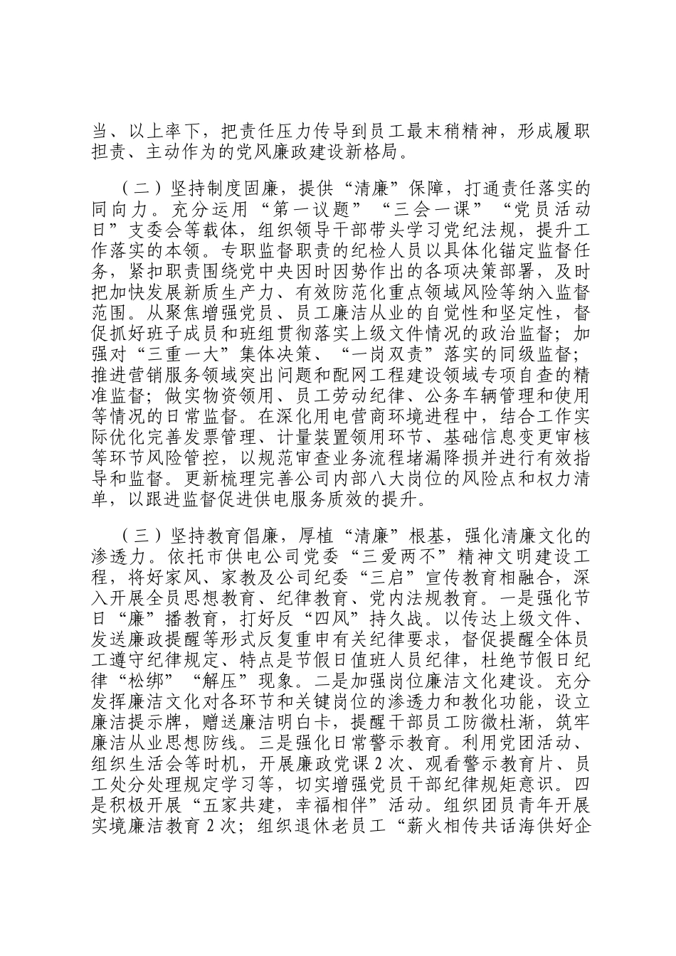 能源国企2024年党风廉政暨清廉国企建设工作总结_第2页
