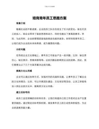 培养青年员工思路方案