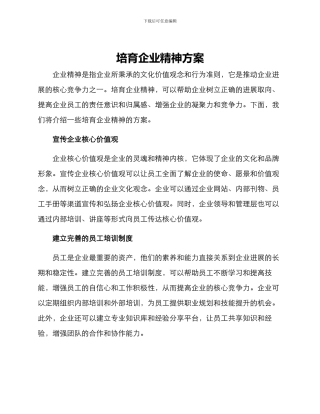 培育企业精神方案