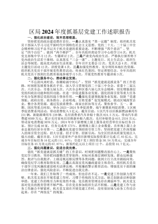 区局2024年度抓基层党建工作述职报告