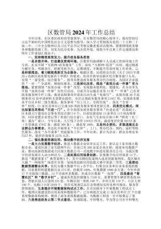 区数管局2024年工作总结