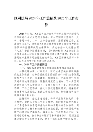 区司法局2024年工作总结及2025年工作打算（）